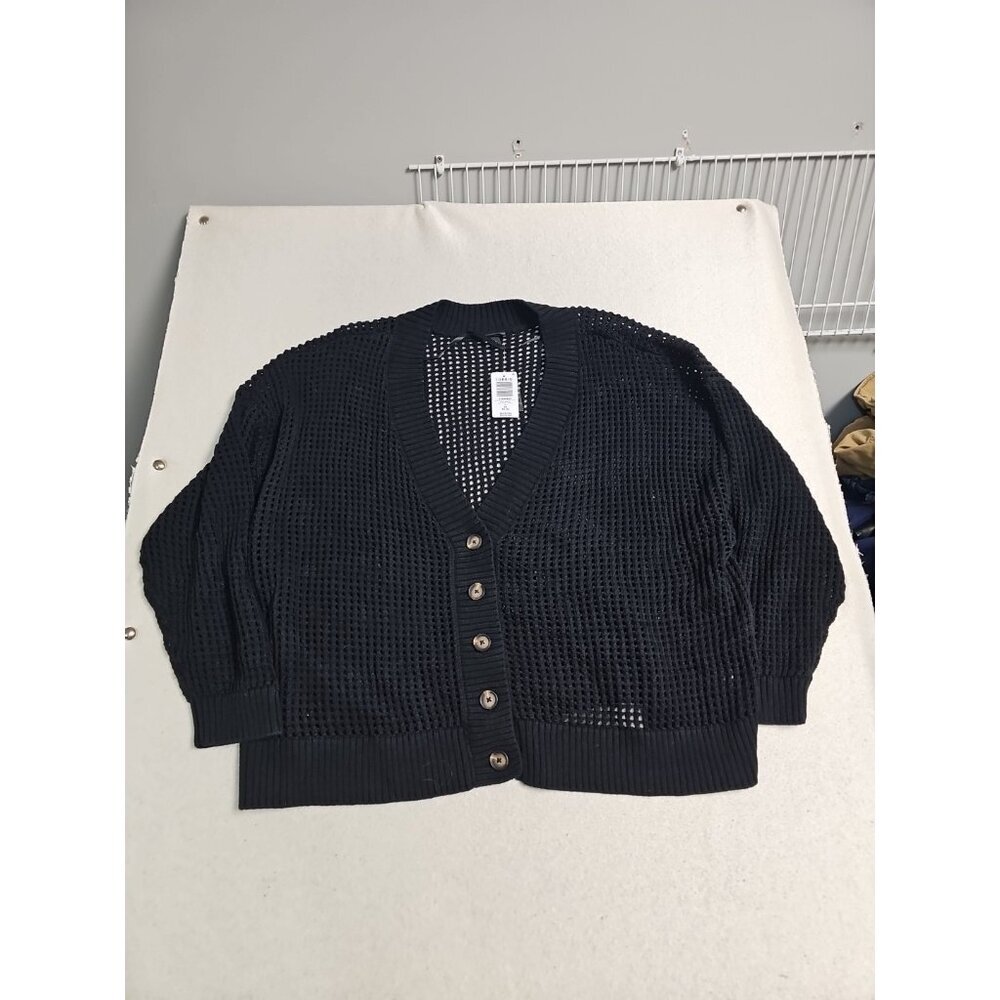 Torrid sz 3X Knit shaker heavy Black Ribbed Knit Button Cardigan Sweater New